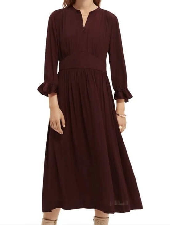 Scotch & Soda Dresses & Skirts - Scotch & Soda Long Sleeve Maxi Dress in Burgundy